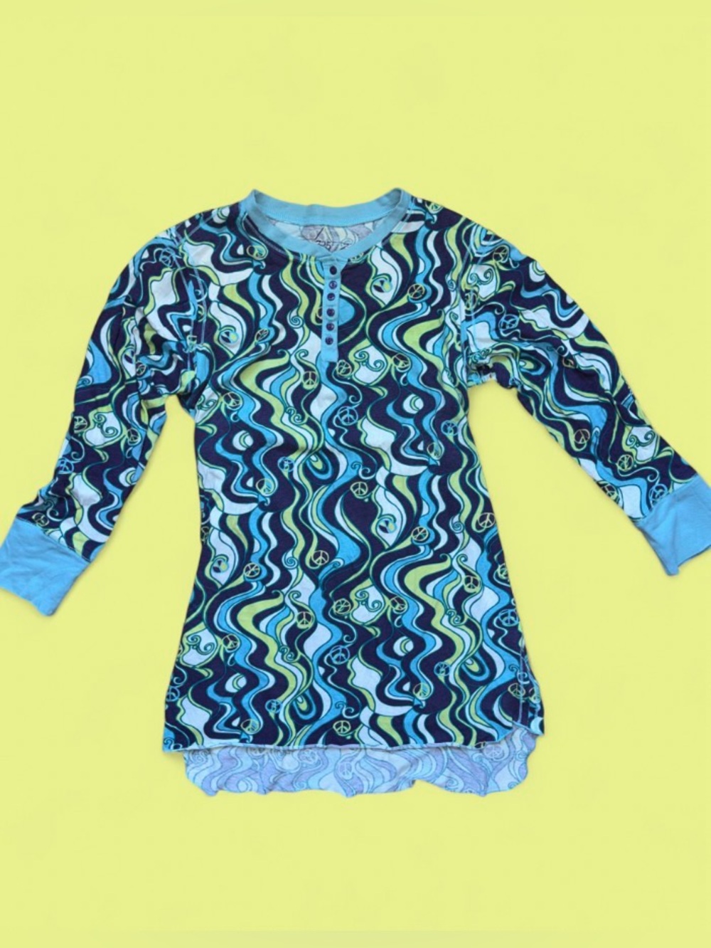 725 Originals Swirled Blue & Teal Cotton Henley Top